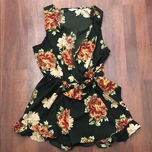 Olive Floral Romper - Size L